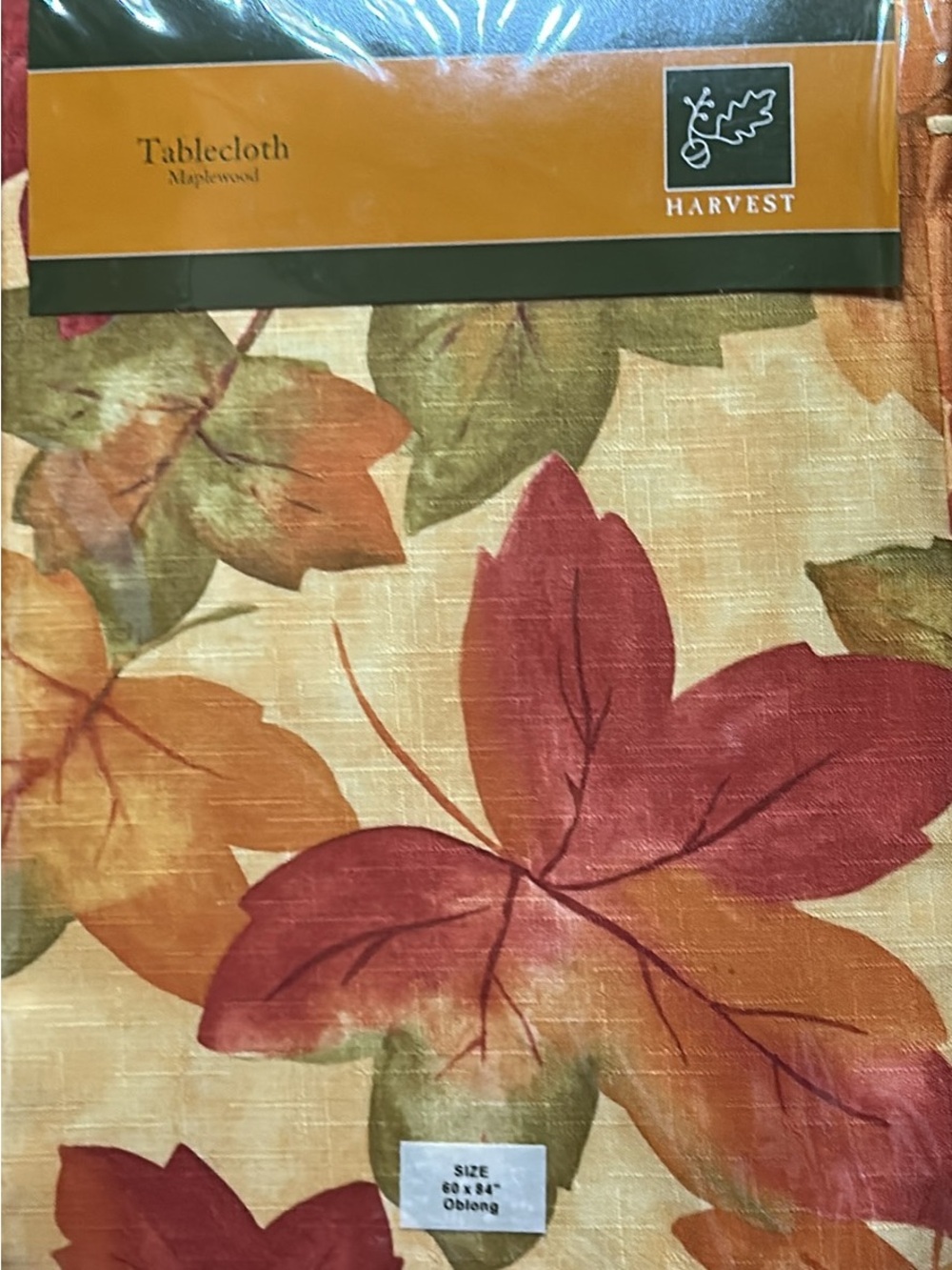 Maplewood Fall Autumn Harvest Leaf cloth Tablecloth 60” x 84” oblong NWT Leaves